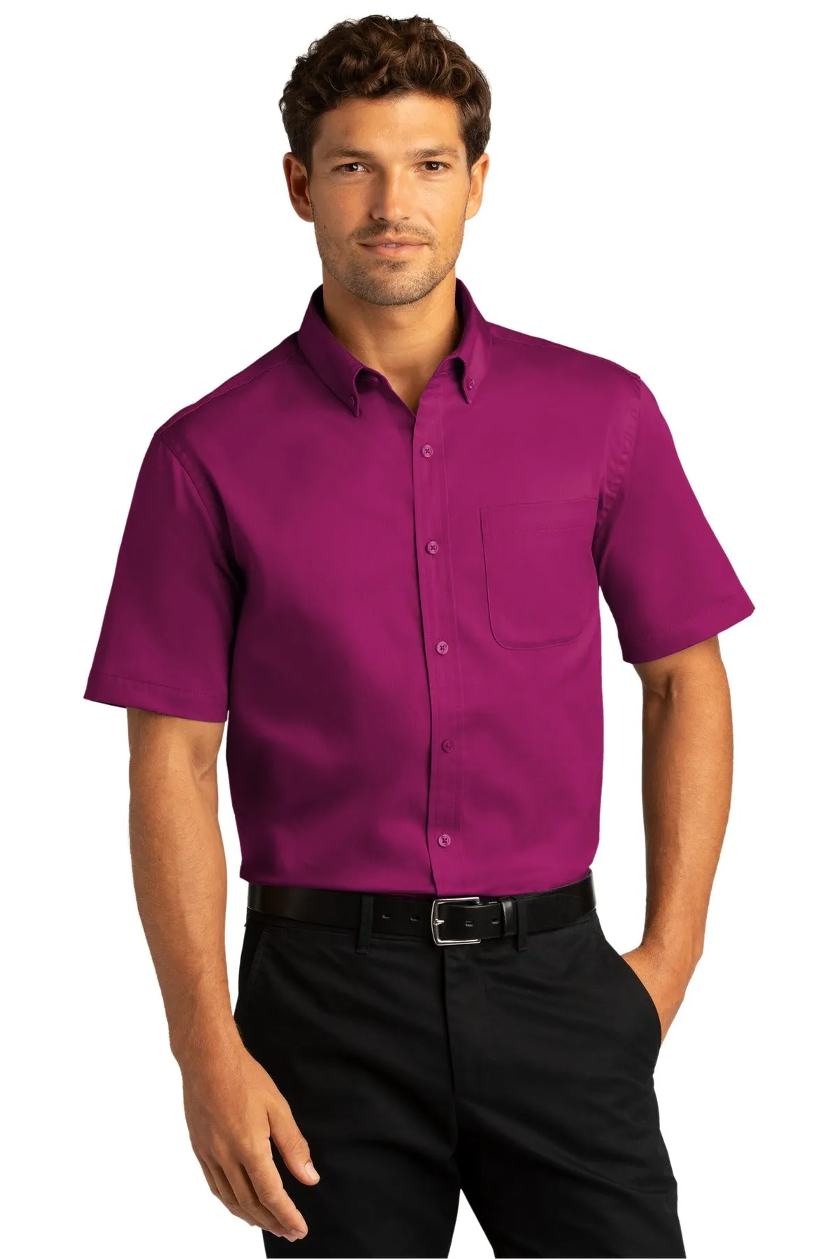 Custom Embroidered Short Sleeve SuperPro React Twill Shirt. W809