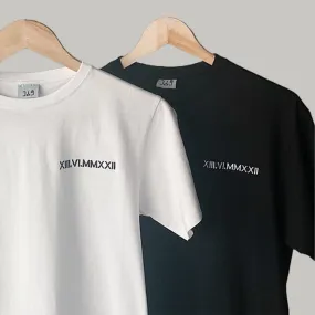 Date Embroidered T-Shirt custom