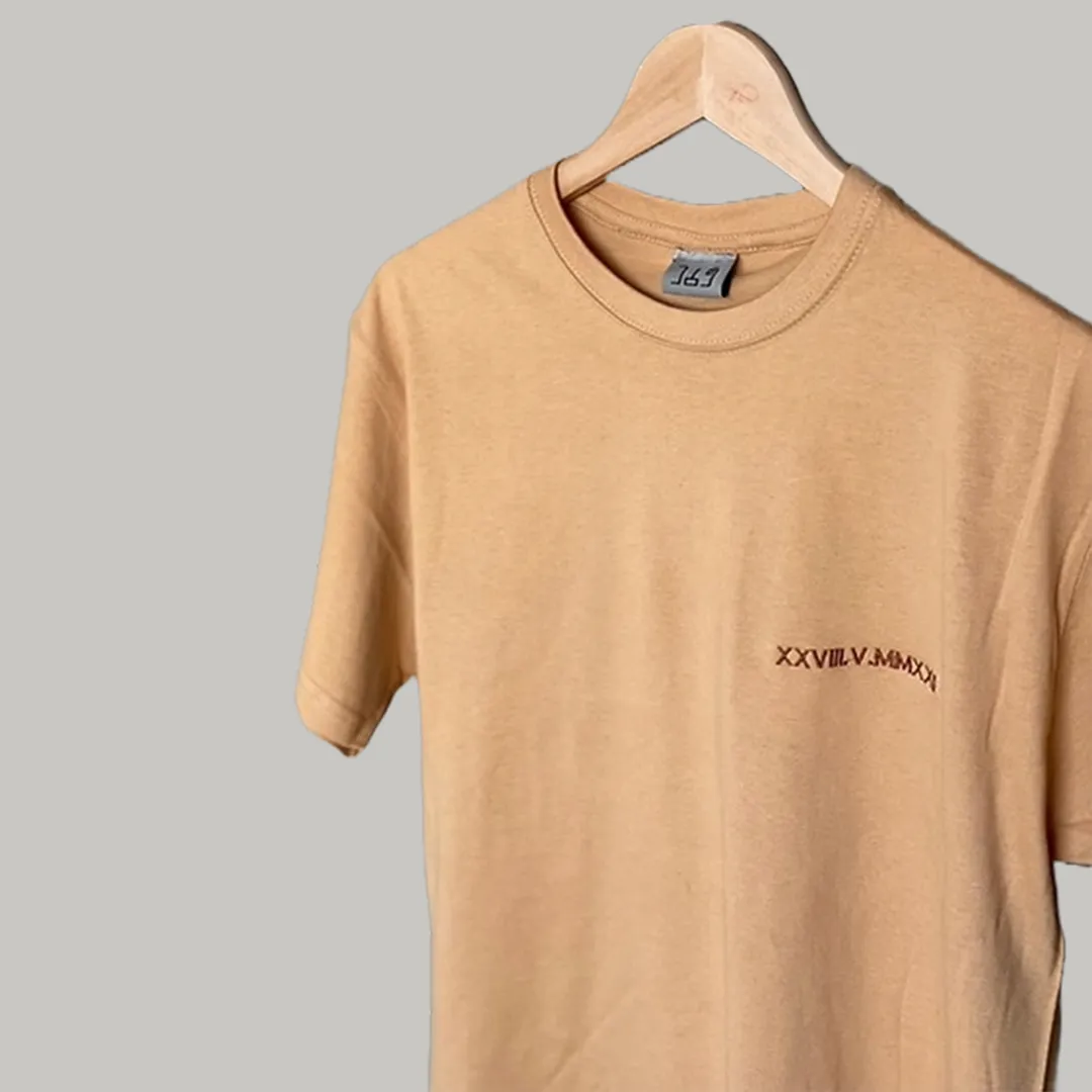 Date Embroidered T-Shirt custom