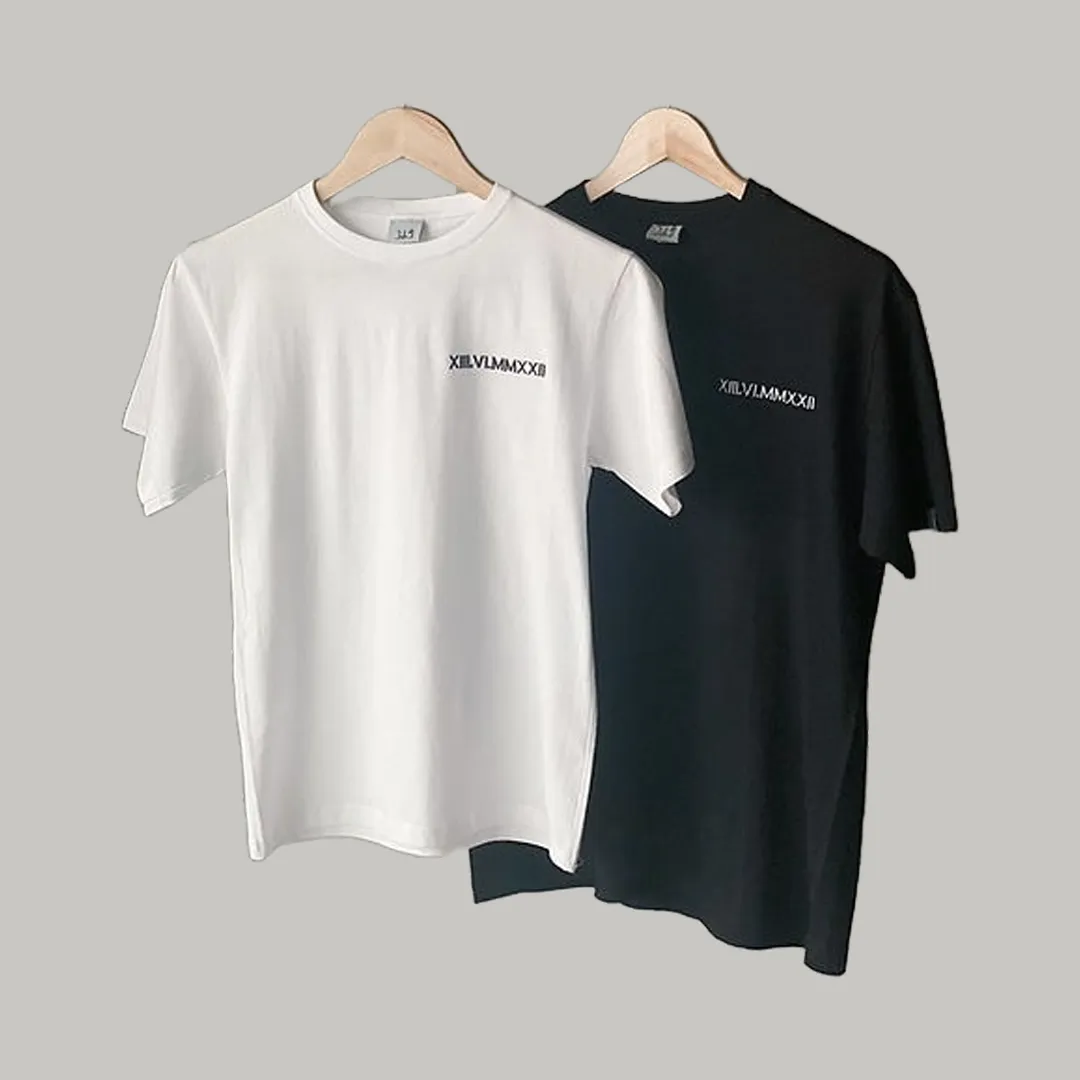 Date Embroidered T-Shirt custom