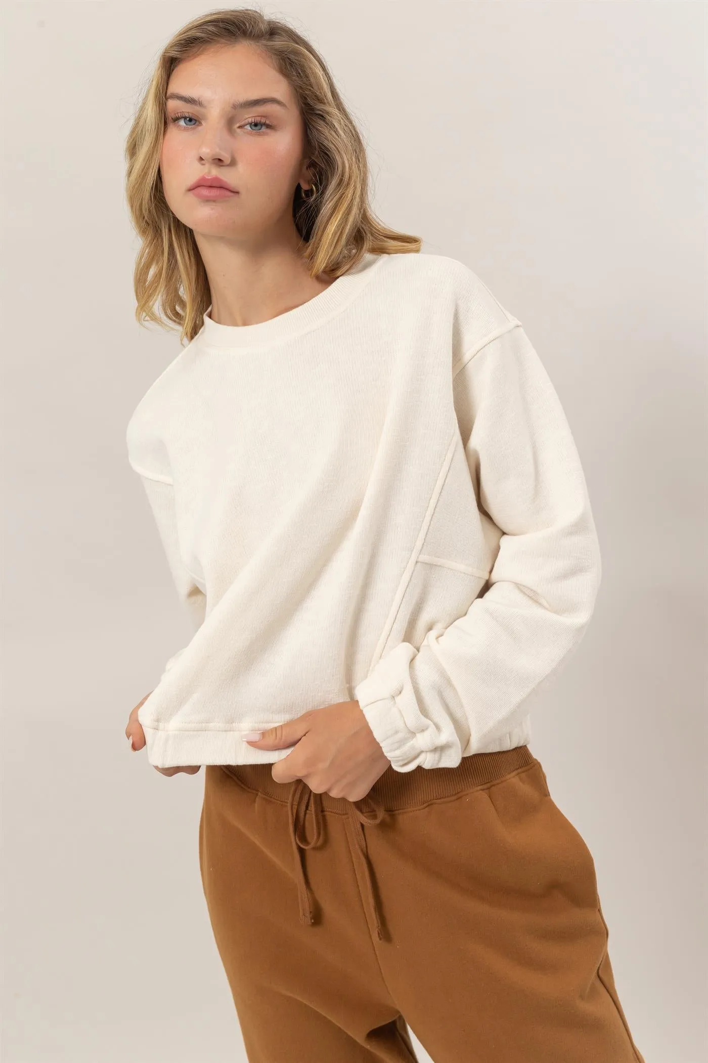 DZ24F991-Cropped Pullover Sweatshirt