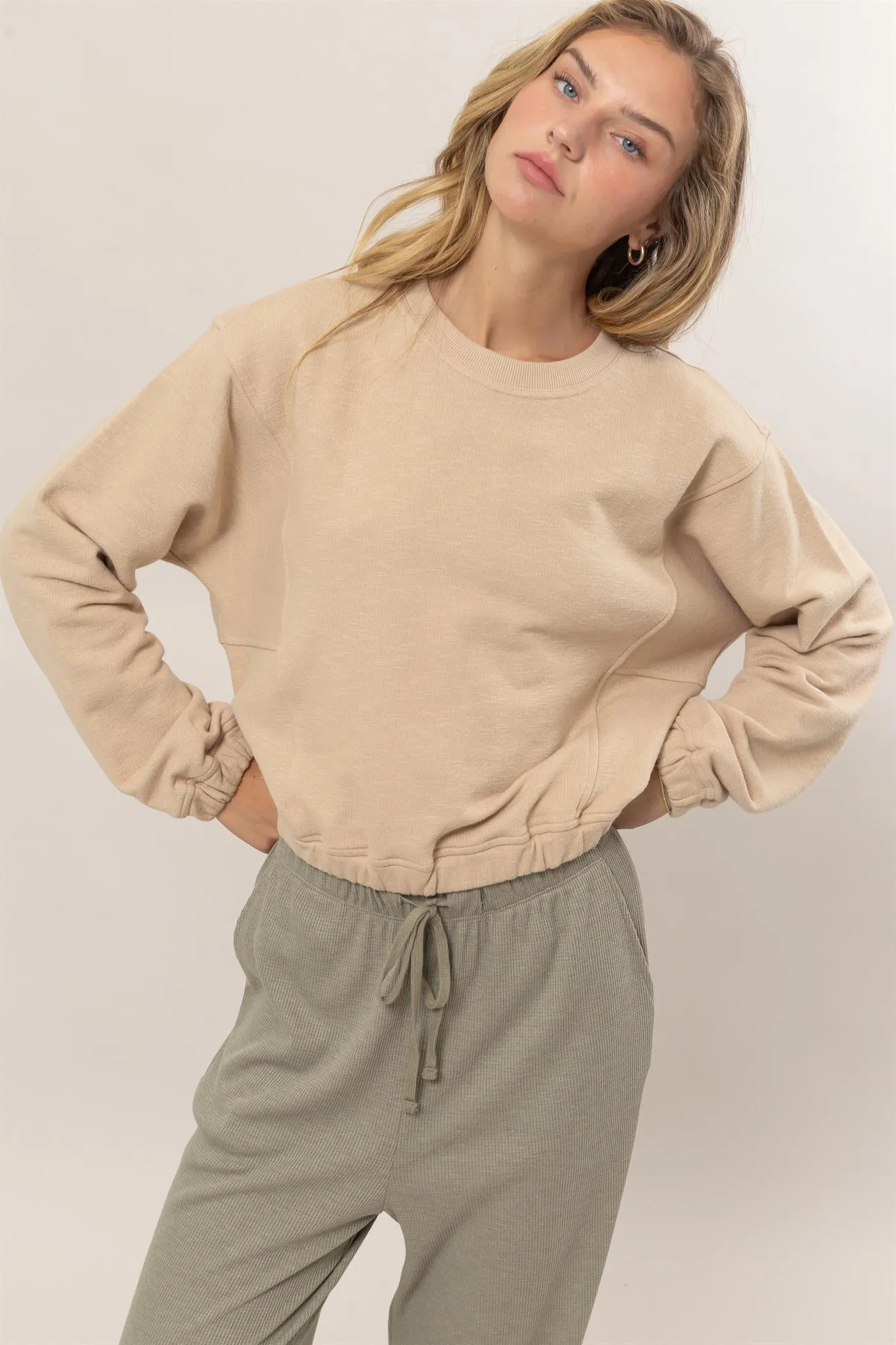 DZ24F991-Cropped Pullover Sweatshirt
