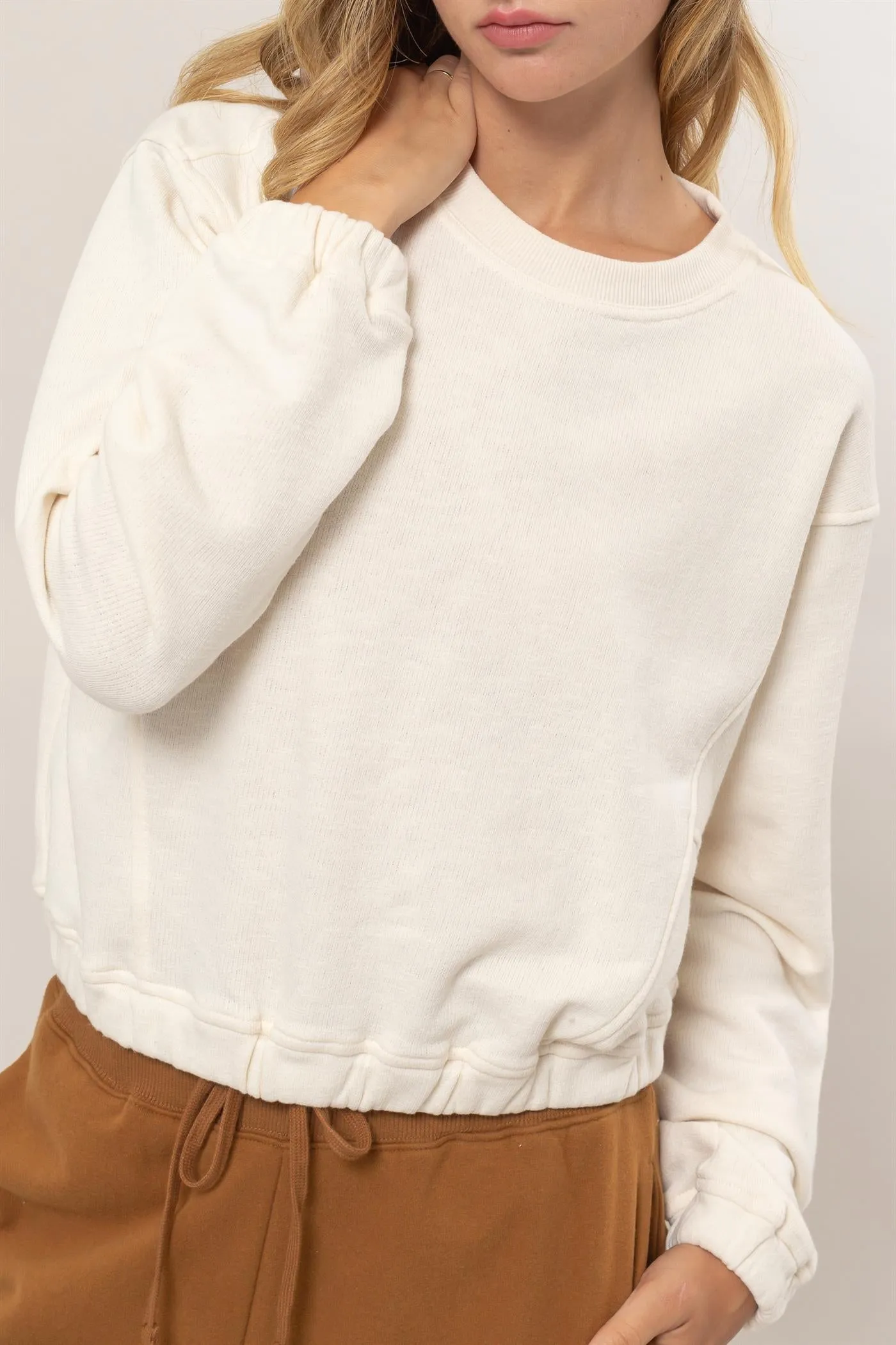 DZ24F991-Cropped Pullover Sweatshirt