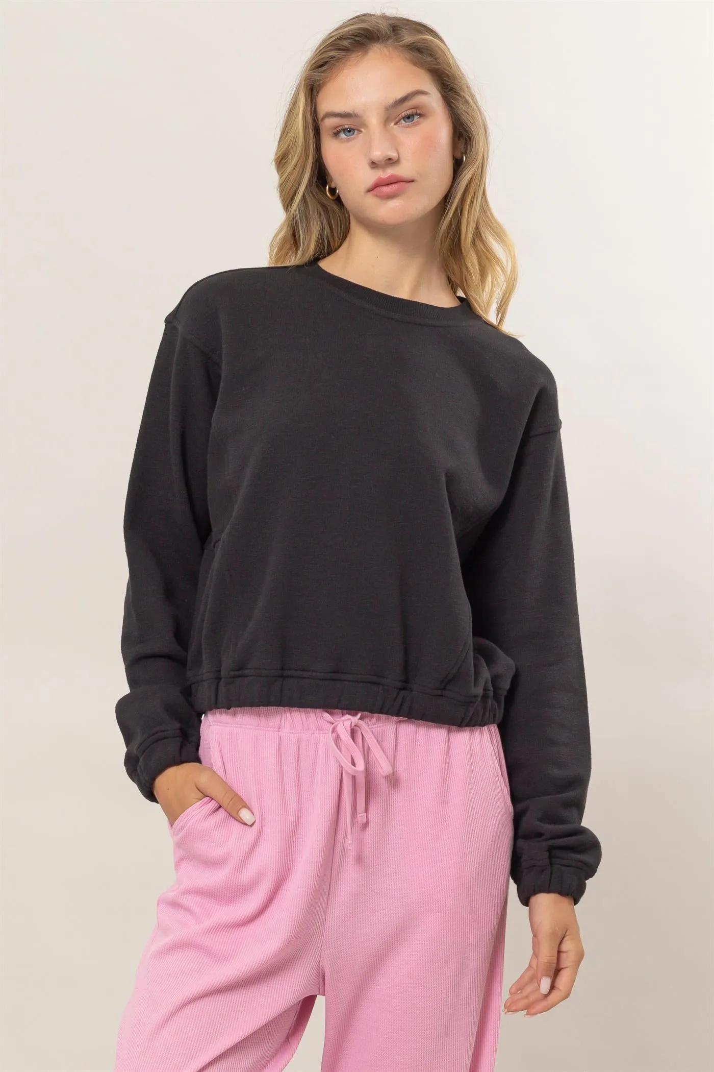 DZ24F991-Cropped Pullover Sweatshirt