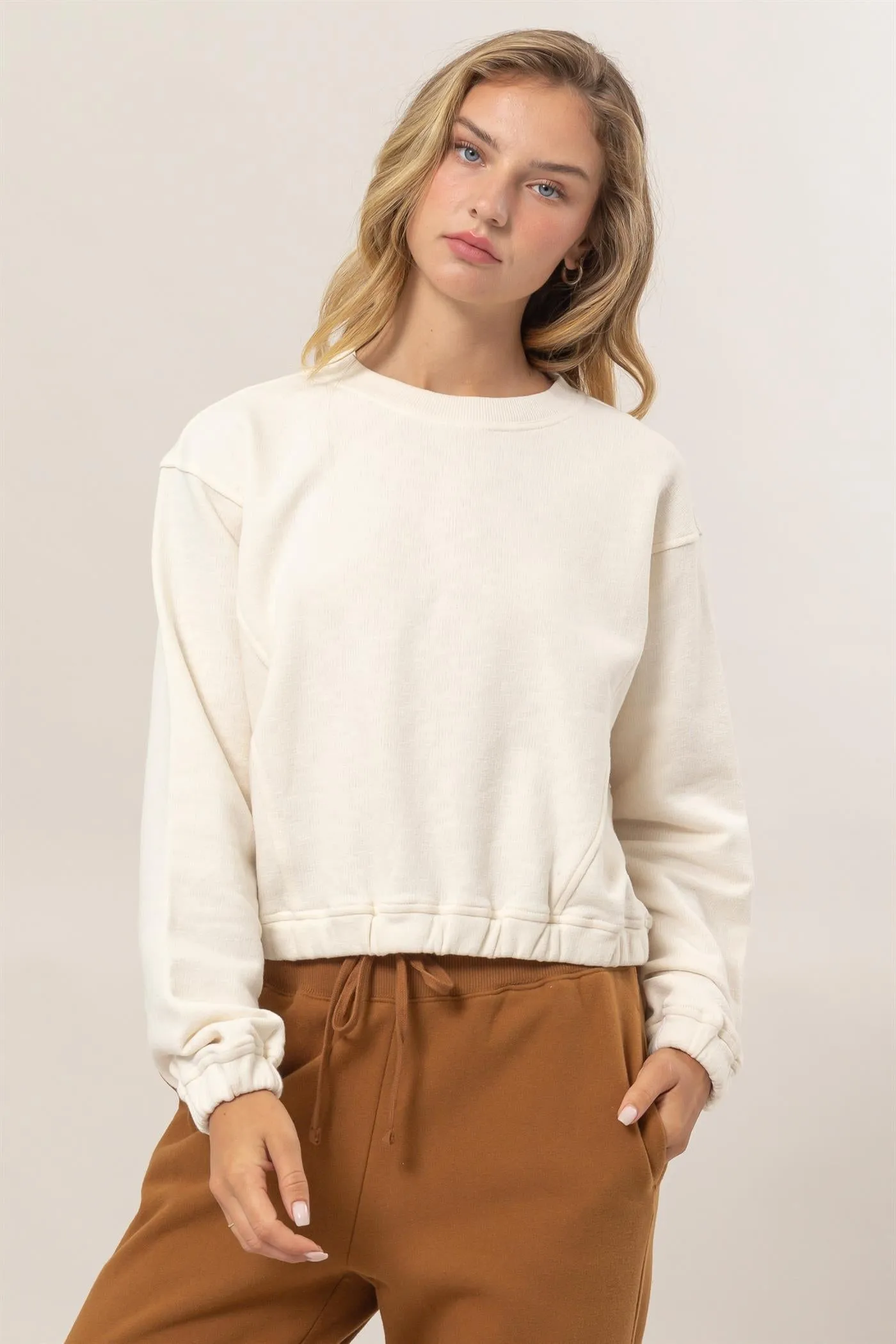 DZ24F991-Cropped Pullover Sweatshirt