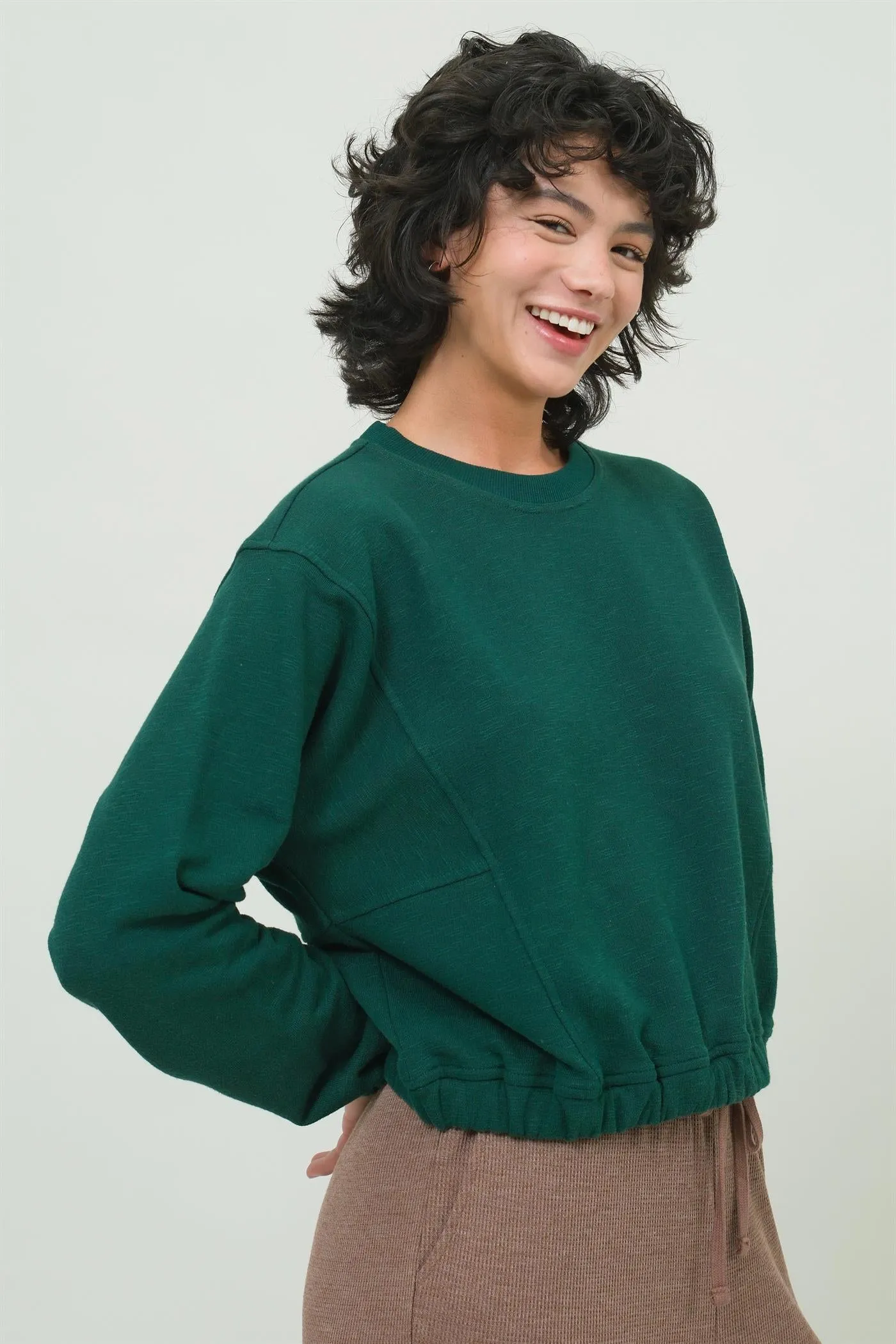 DZ24F991-Cropped Pullover Sweatshirt
