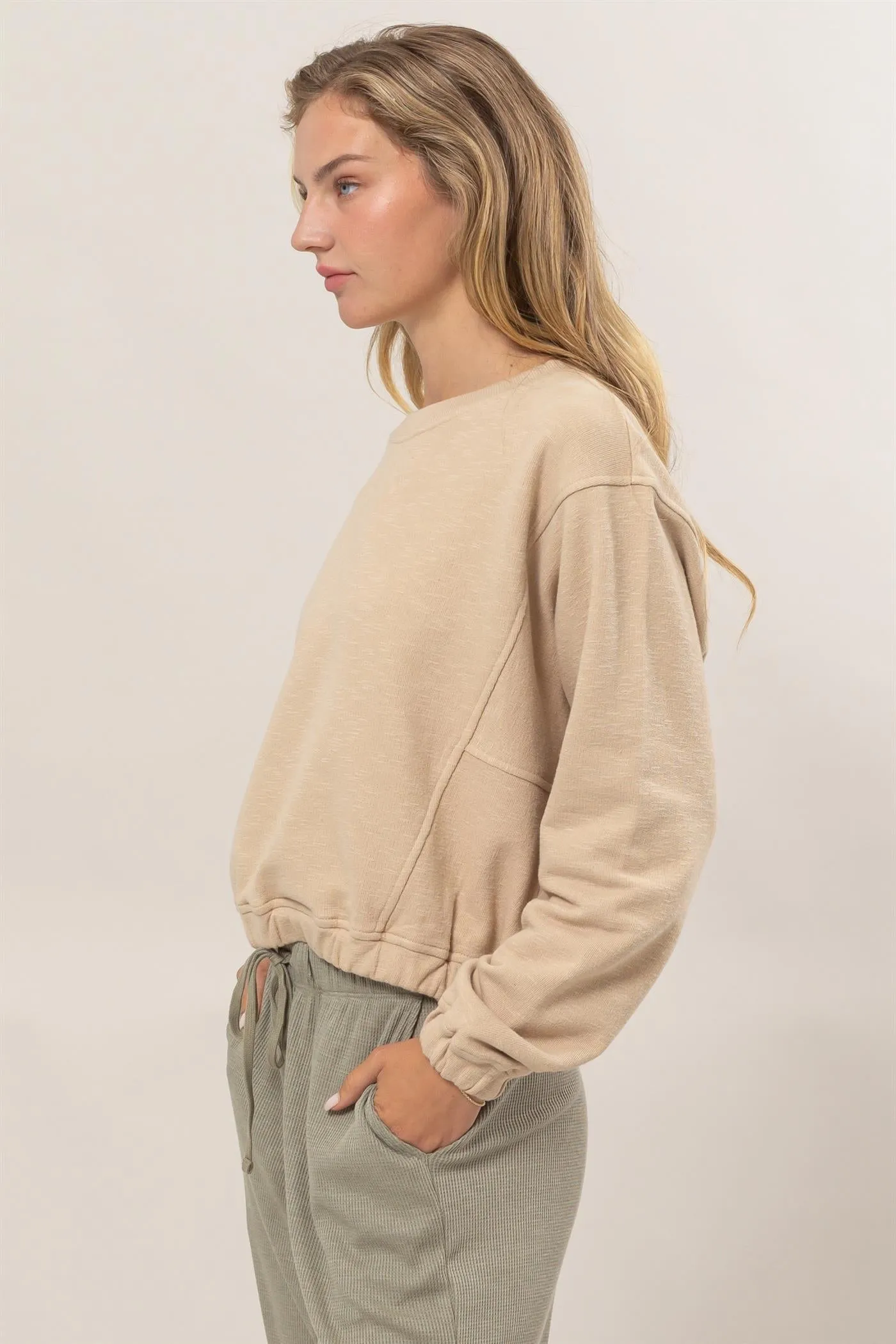 DZ24F991-Cropped Pullover Sweatshirt