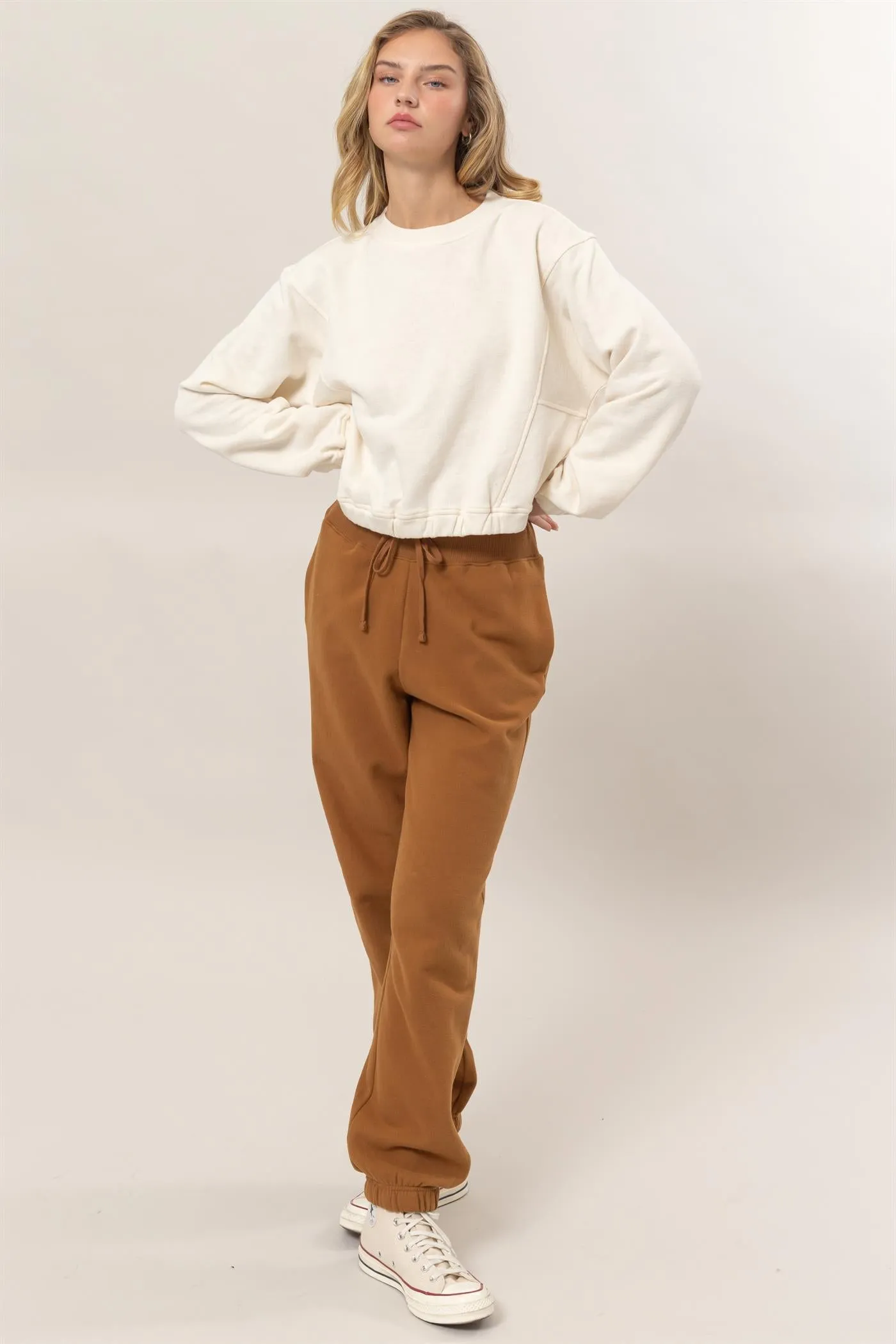 DZ24F991-Cropped Pullover Sweatshirt