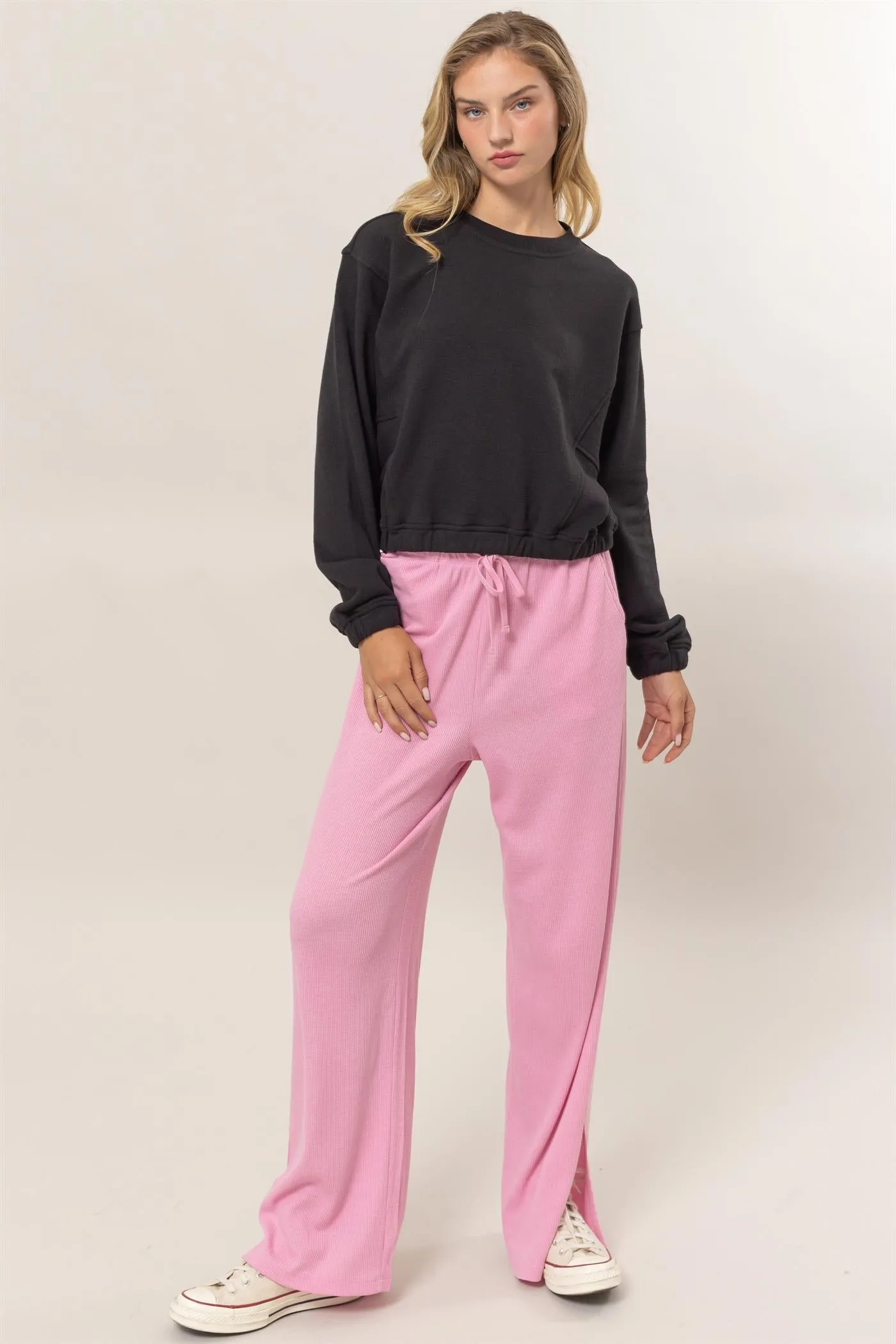 DZ24F991-Cropped Pullover Sweatshirt