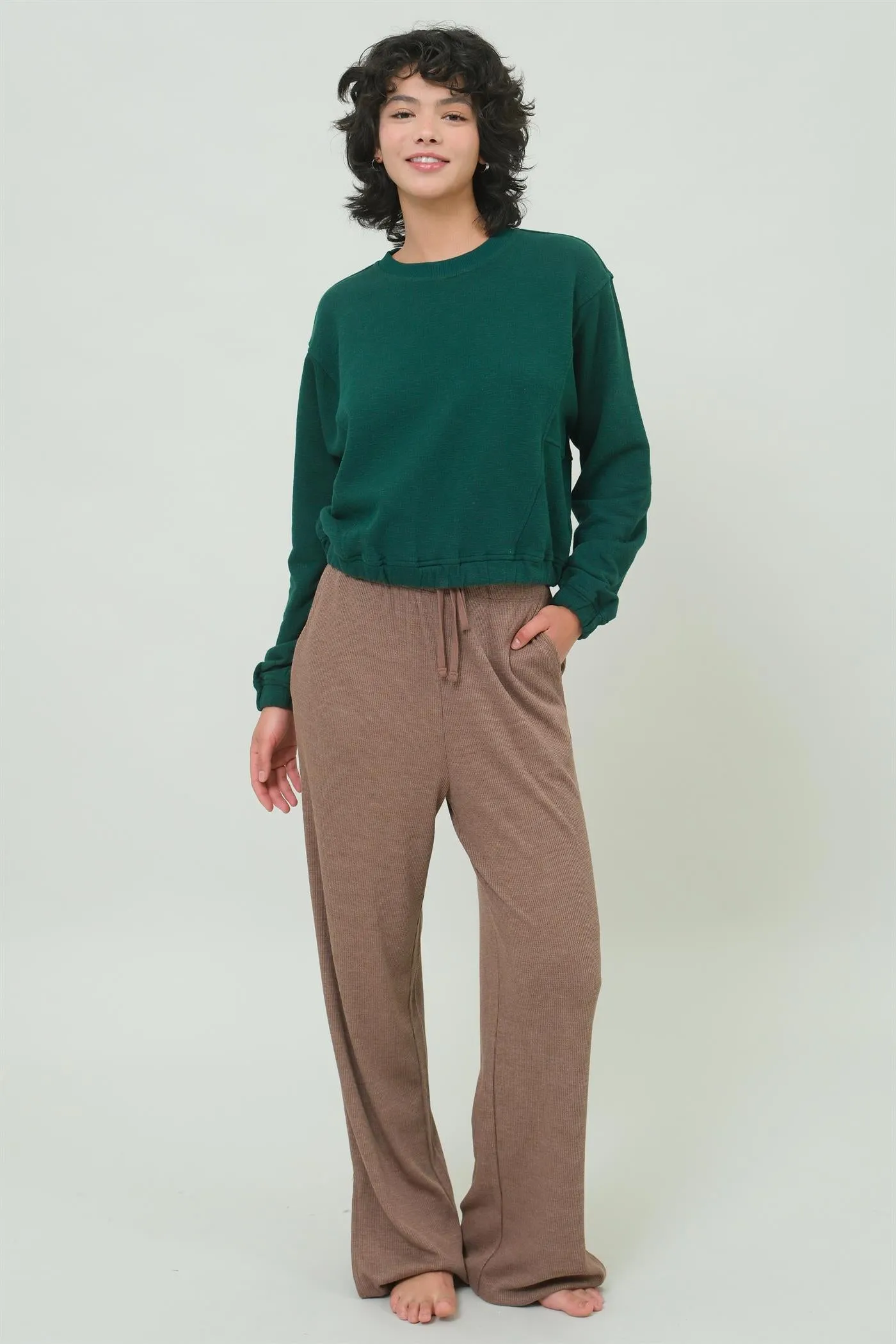 DZ24F991-Cropped Pullover Sweatshirt