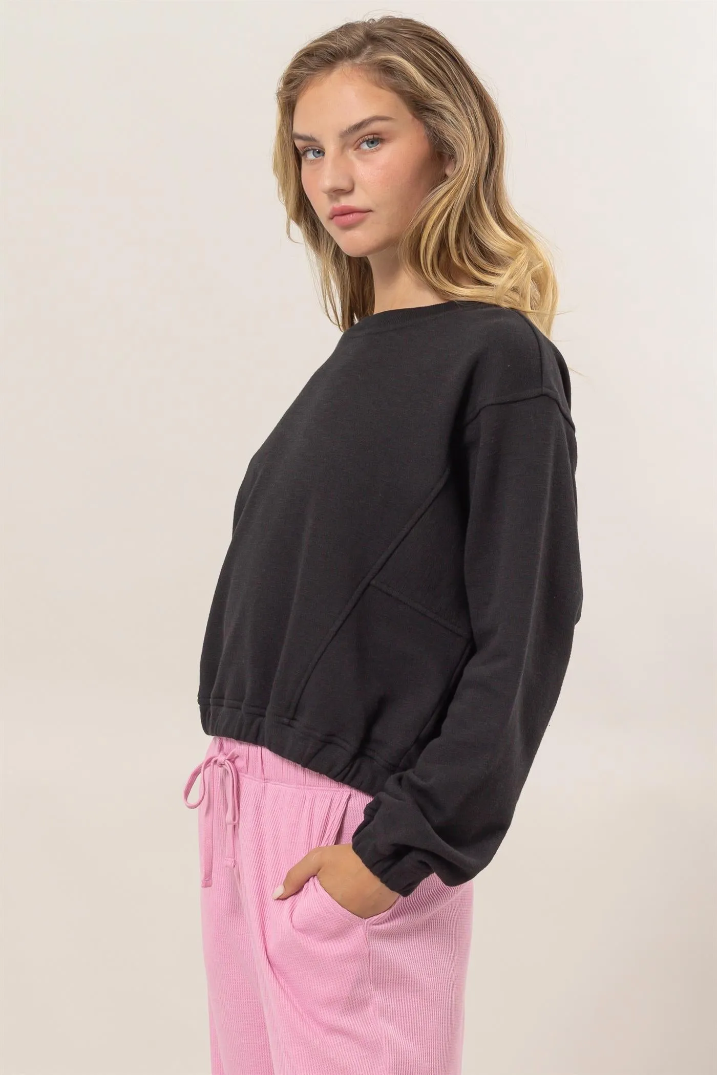 DZ24F991-Cropped Pullover Sweatshirt