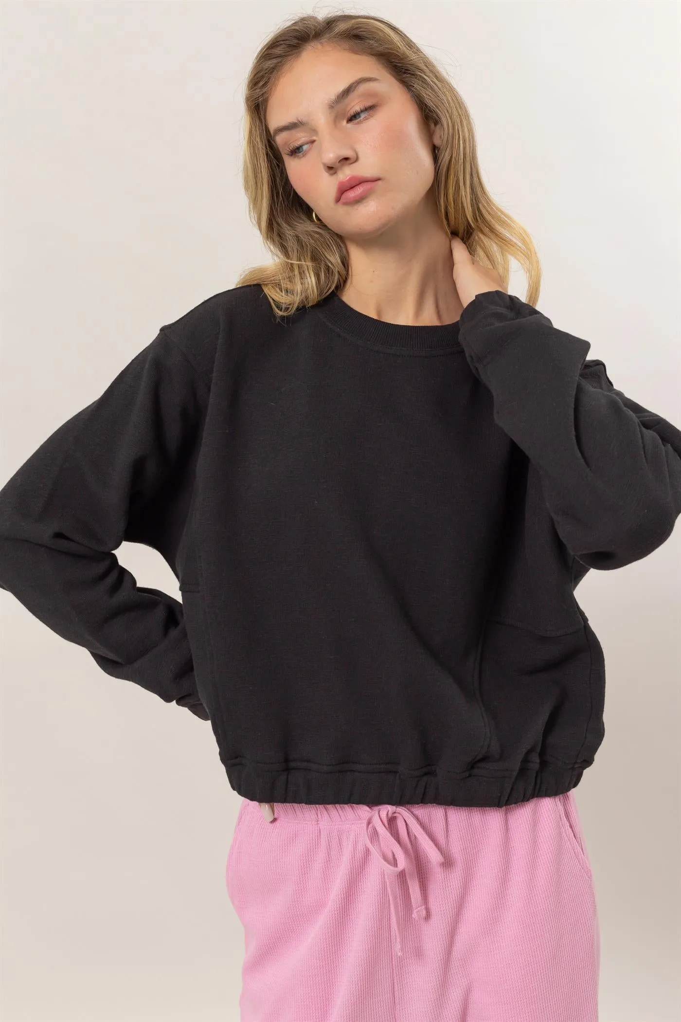 DZ24F991-Cropped Pullover Sweatshirt
