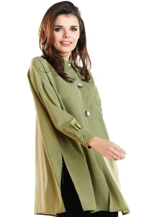 Elegant Gold-Accented Oversized Shirt - Effortless Chic