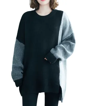 ellazhu Women Loose Crewneck Long Sleeves Pullover Drop Shoulder Sweater GA2195