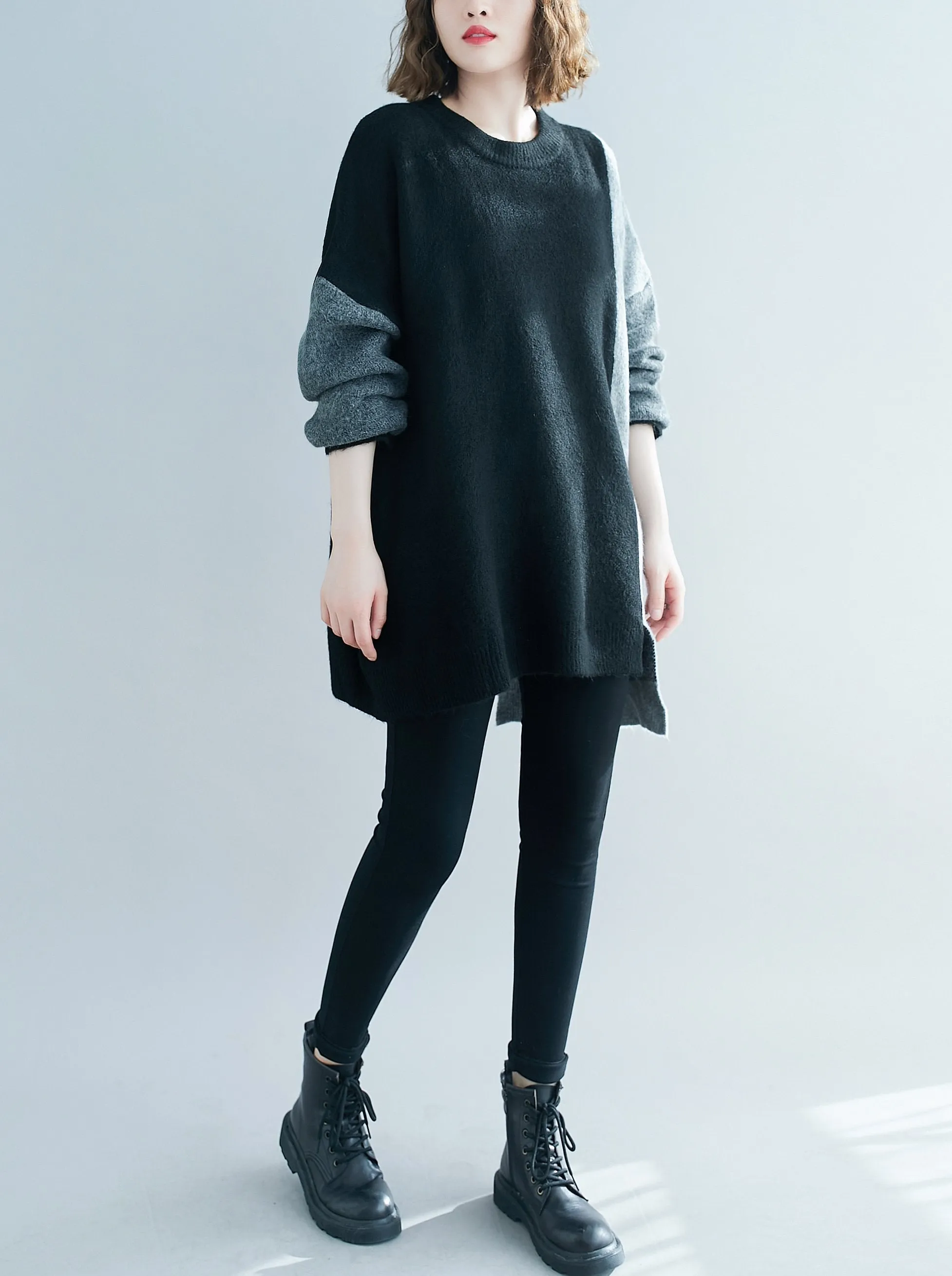 ellazhu Women Loose Crewneck Long Sleeves Pullover Drop Shoulder Sweater GA2195