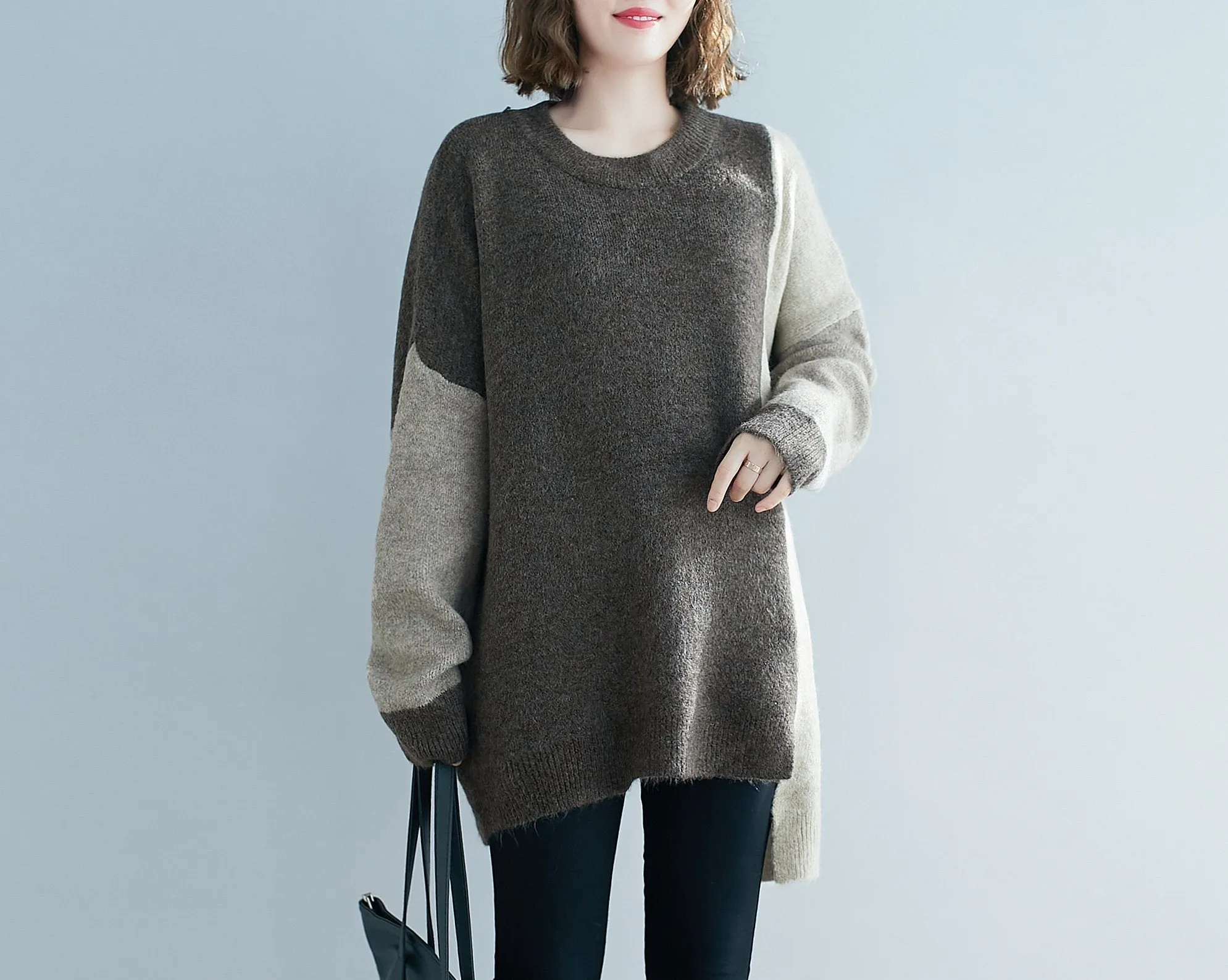 ellazhu Women Loose Crewneck Long Sleeves Pullover Drop Shoulder Sweater GA2195