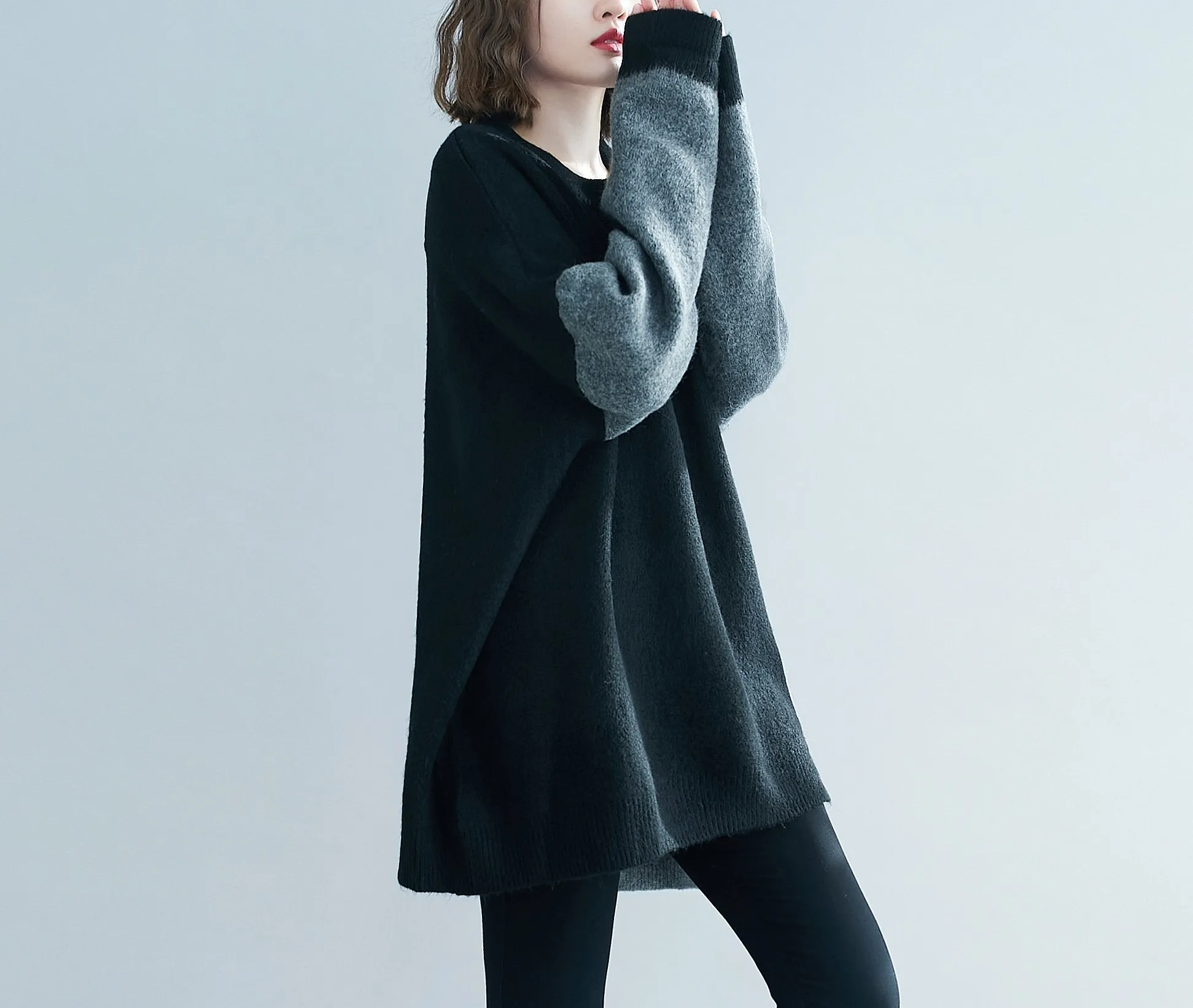 ellazhu Women Loose Crewneck Long Sleeves Pullover Drop Shoulder Sweater GA2195