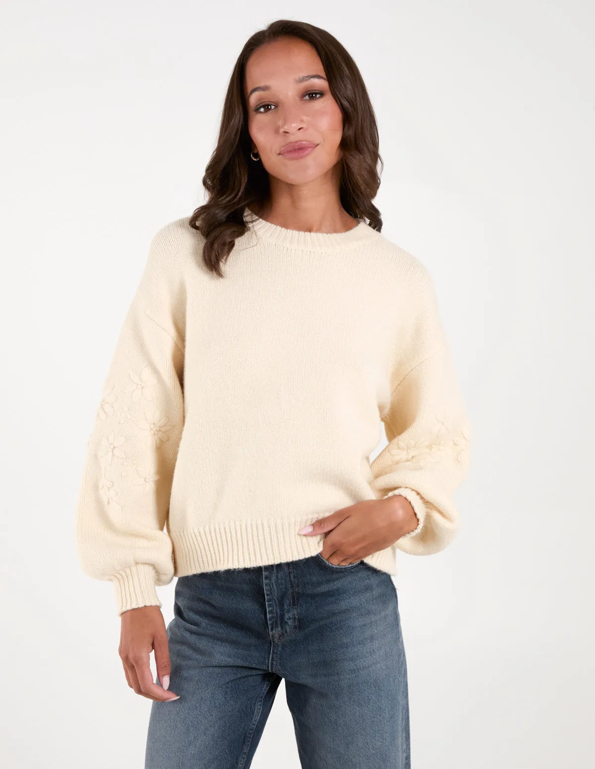 Embroidered Sleeve Jumper