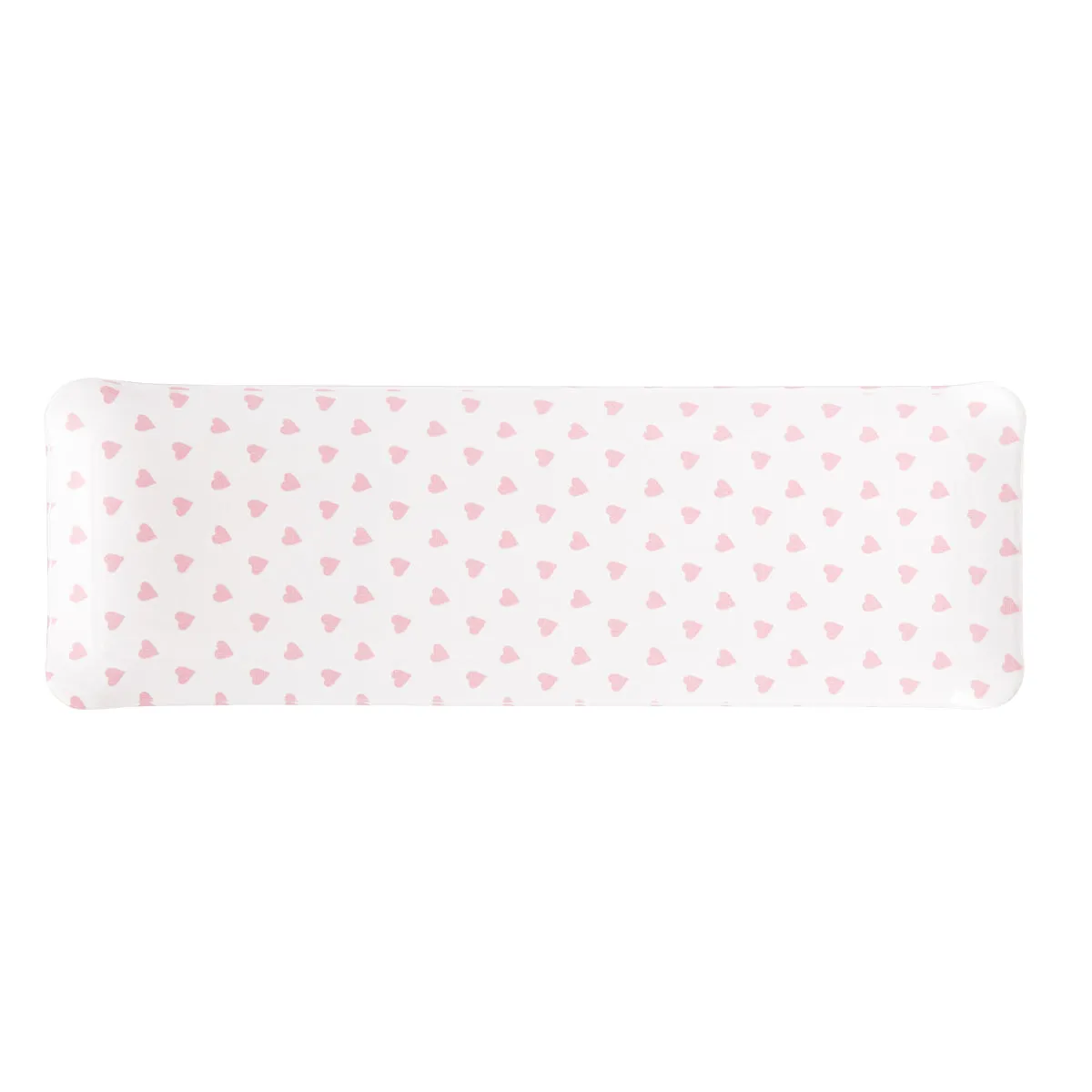 Fabric Tray Oblong Heart Pink