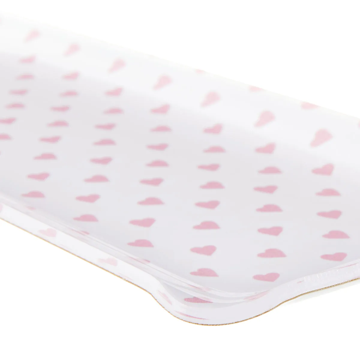 Fabric Tray Oblong Heart Pink