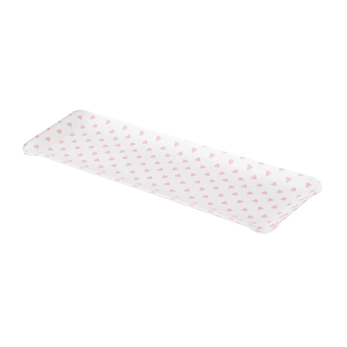Fabric Tray Oblong Heart Pink