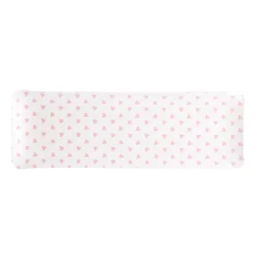 Fabric Tray Oblong Heart Pink