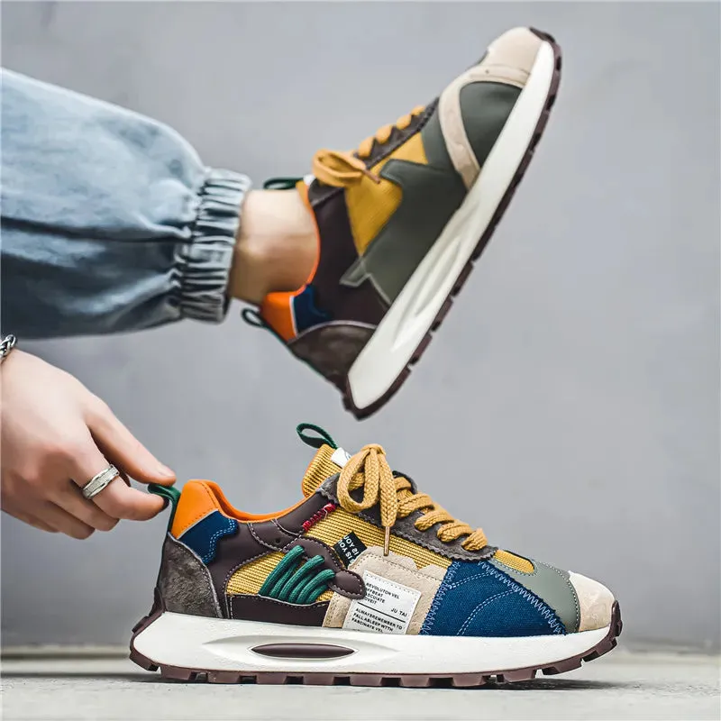 Fashion Designer Men’s Shoes – Trendy Platform Chunky Sneakers, Casual Walking Shoes