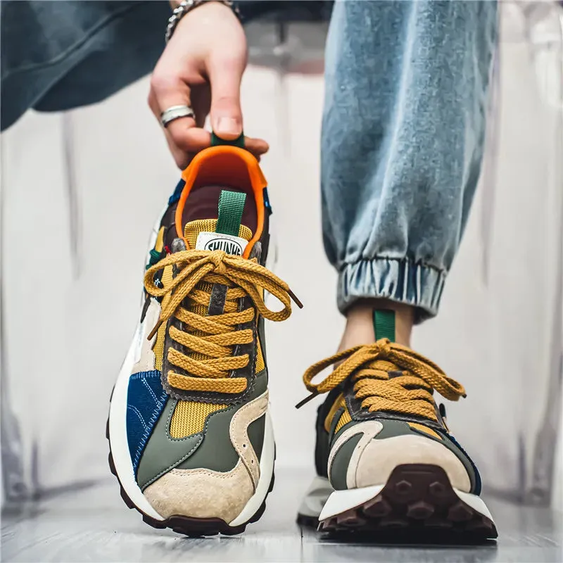 Fashion Designer Men’s Shoes – Trendy Platform Chunky Sneakers, Casual Walking Shoes