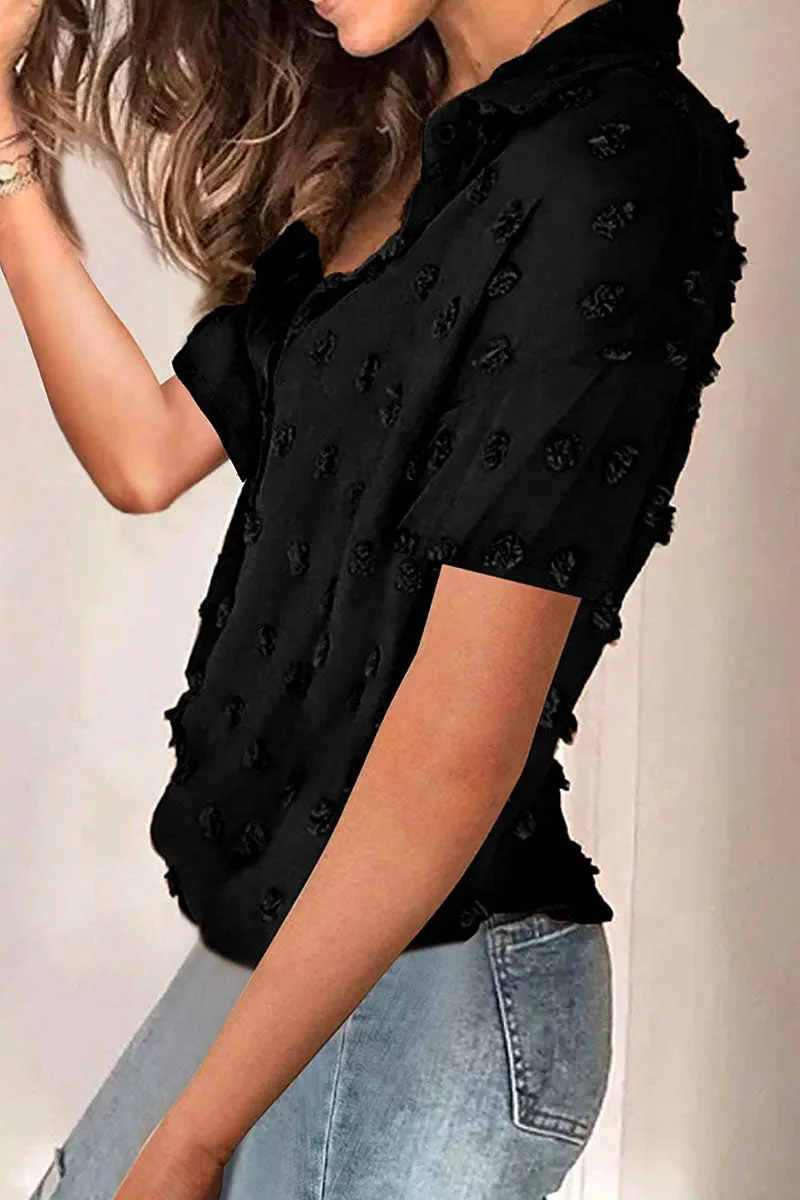 Fashion Elegant Solid Turndown Collar Tops(5 Colors)