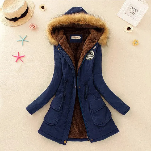 Fashion Jackets Fur Collar Long Parka all Size Hoodies for Women