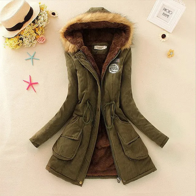 Fashion Jackets Fur Collar Long Parka all Size Hoodies for Women
