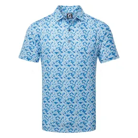Footjoy Primrose Print Lisle Polo - Ocean