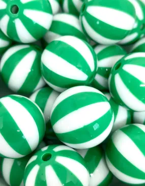 Green Peppermint Beads for Christmas, Chunky Christmas Beads for Jewelry Making, Chunky Beads, 20mm Christmas Beads, Large Beads for Garland