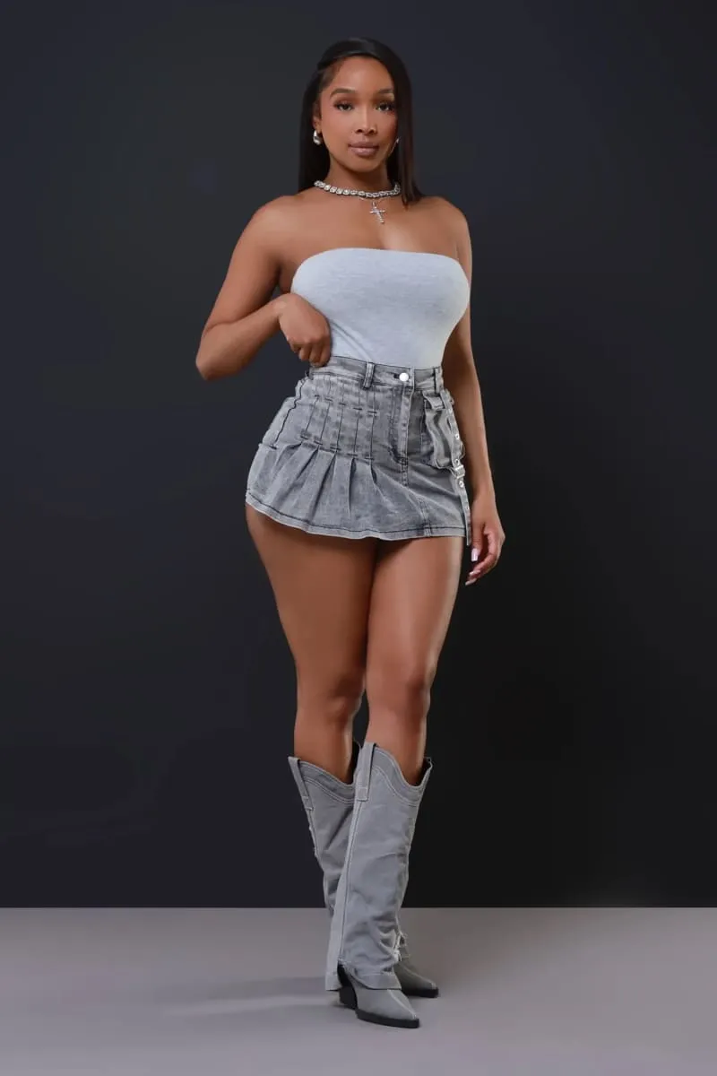 Grey Denim Skort