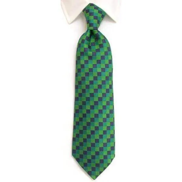 Handmade Navy & Green Diamond Check Silk Tie