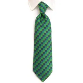 Handmade Navy & Green Diamond Check Silk Tie