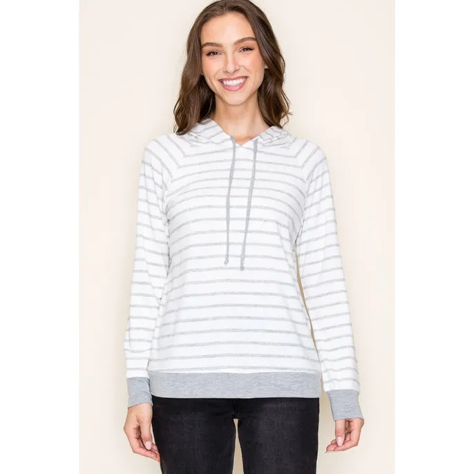 Heather Grey Stripe Hoodie
