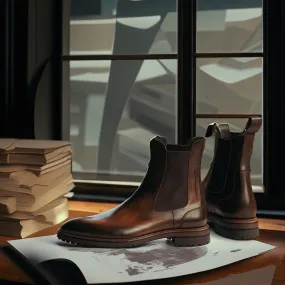 Height Increasing Brown Leather Ashton Chunky Chelsea Boots - AW24 - Hiking and Trekking Boots
