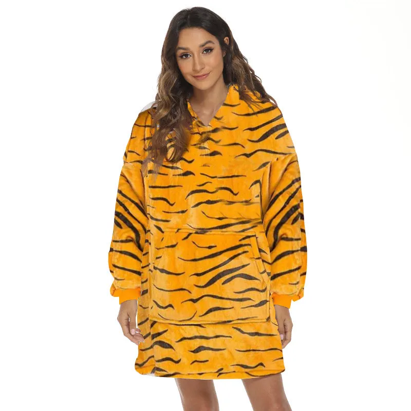 Hoodies Blankets Wearable Hooded Blanket Sofa Cover Fleece-Lined Warm Pajamas