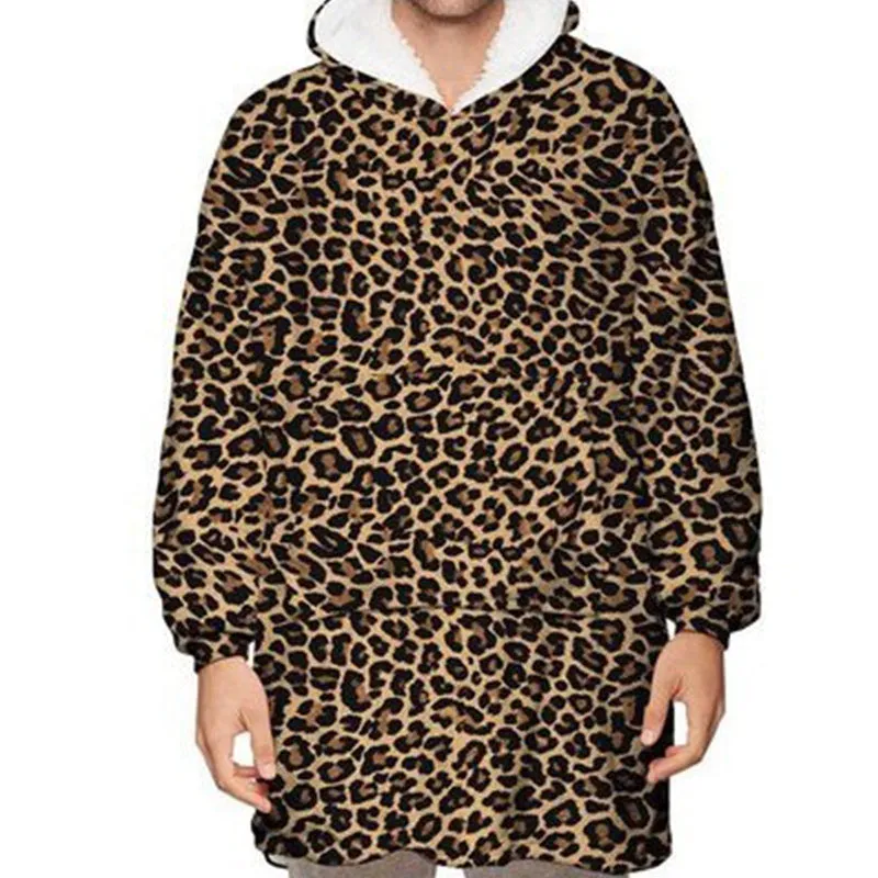 Hoodies Blankets Wearable Hooded Blanket Sofa Cover Fleece-Lined Warm Pajamas