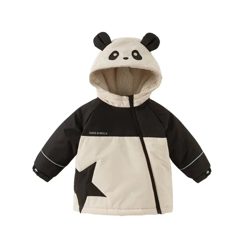 Kids Cartoon Design Zipper Hooded Warm Sweatshirts