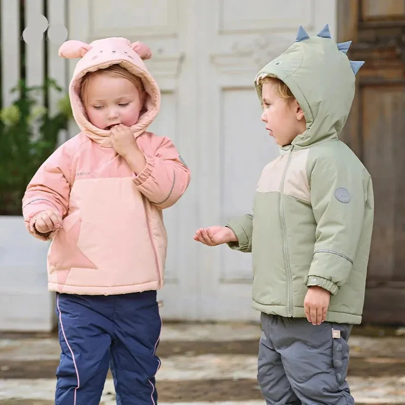 Kids Cartoon Design Zipper Hooded Warm Sweatshirts