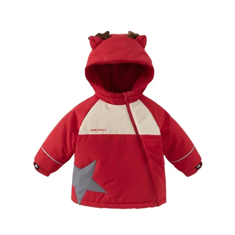 Kids Cartoon Design Zipper Hooded Warm Sweatshirts
