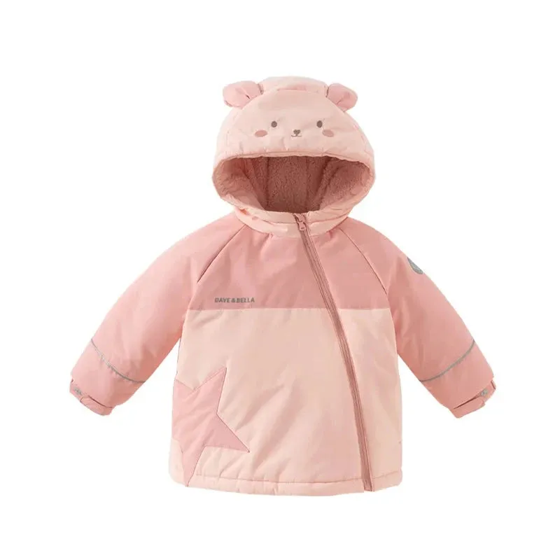 Kids Cartoon Design Zipper Hooded Warm Sweatshirts