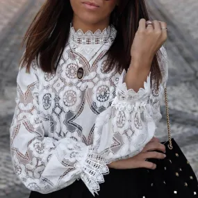 Lace Flower Elegant Blouse Shirts Women