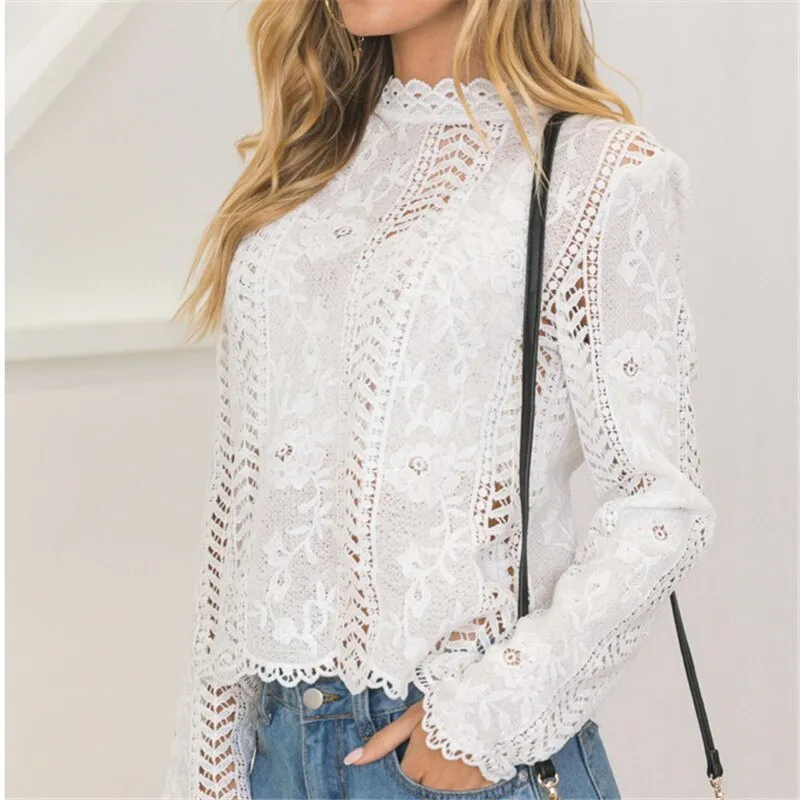 Lace Flower Elegant Blouse Shirts Women