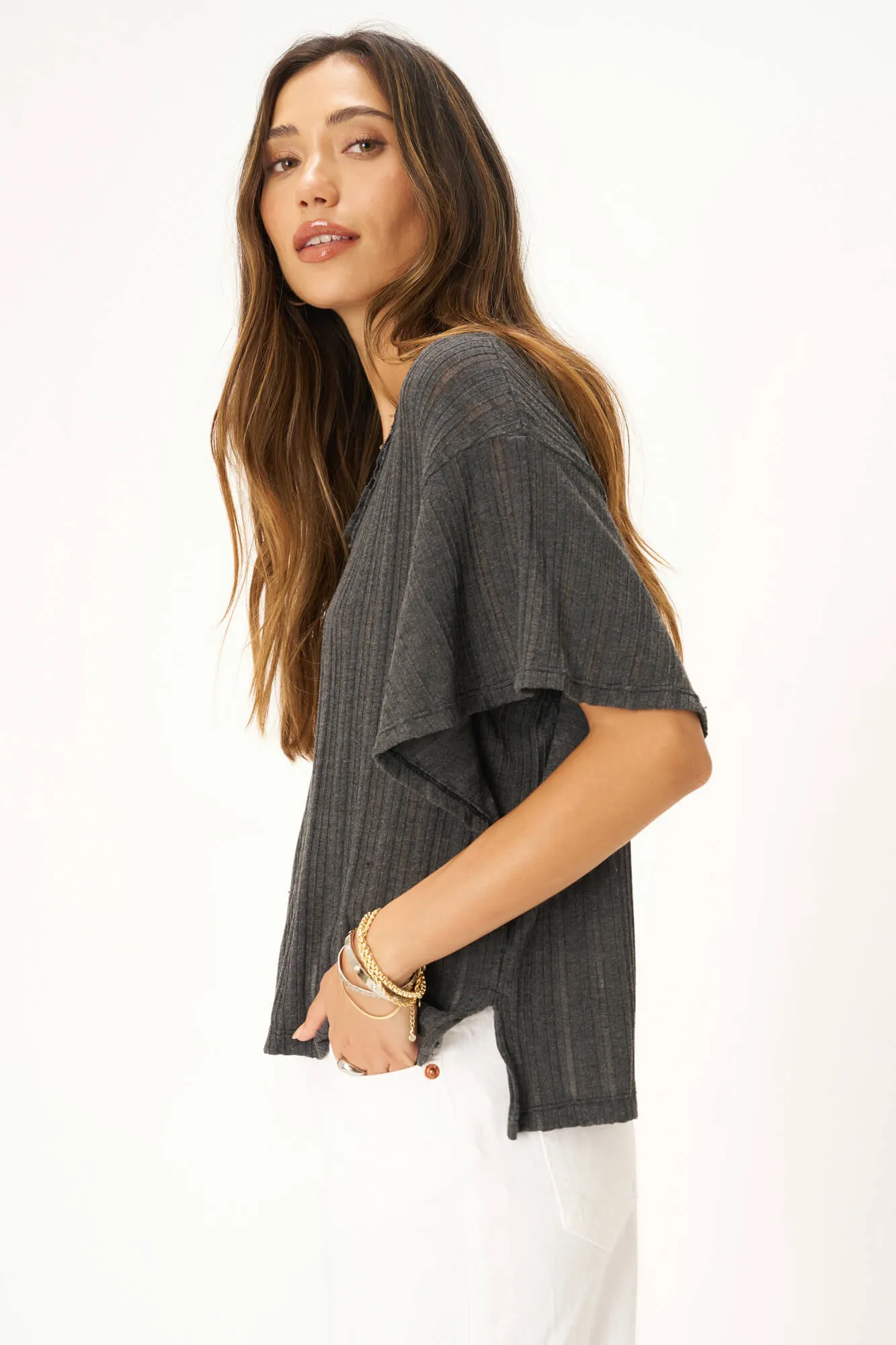 Las Palmas Scoop Neck Tee - Black