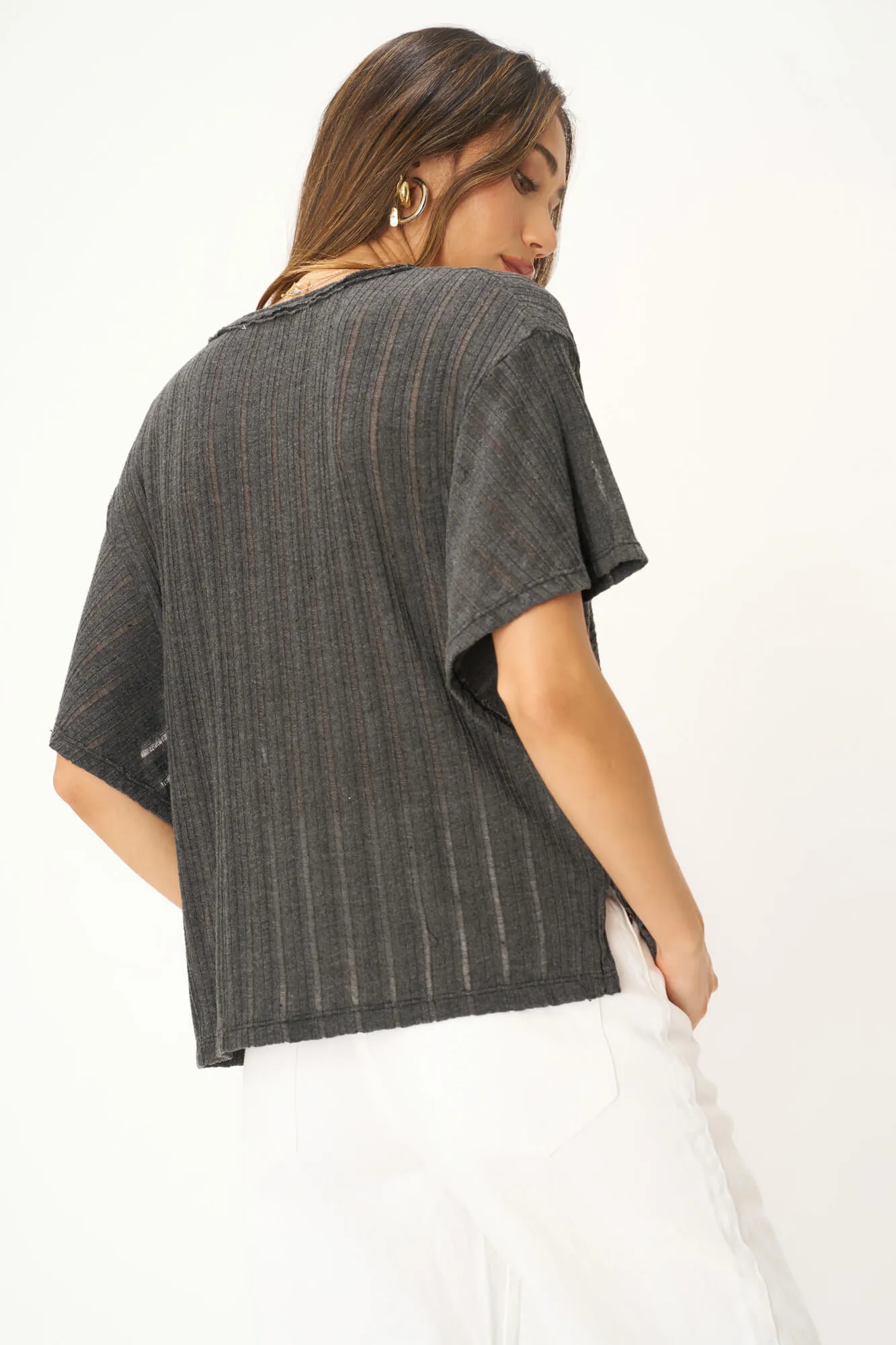Las Palmas Scoop Neck Tee - Black