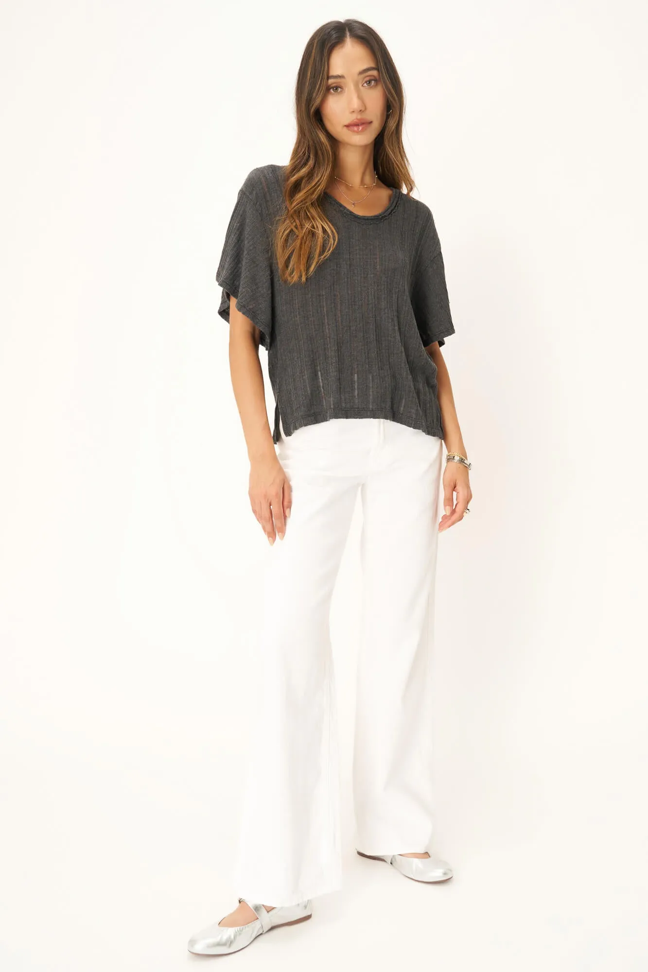 Las Palmas Scoop Neck Tee - Black