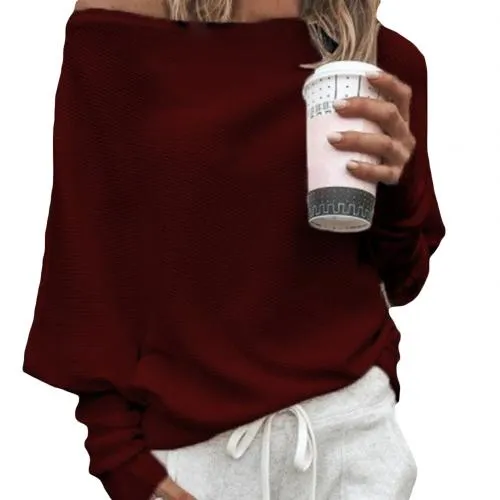 Lauren Trui | Trendy Elegant gebreide Off-shoulder top met lange mouwen voor dames